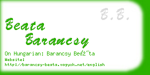 beata barancsy business card